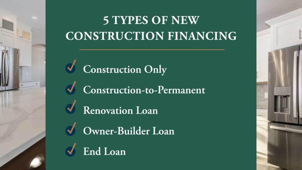 there are 5 types of new construction financing